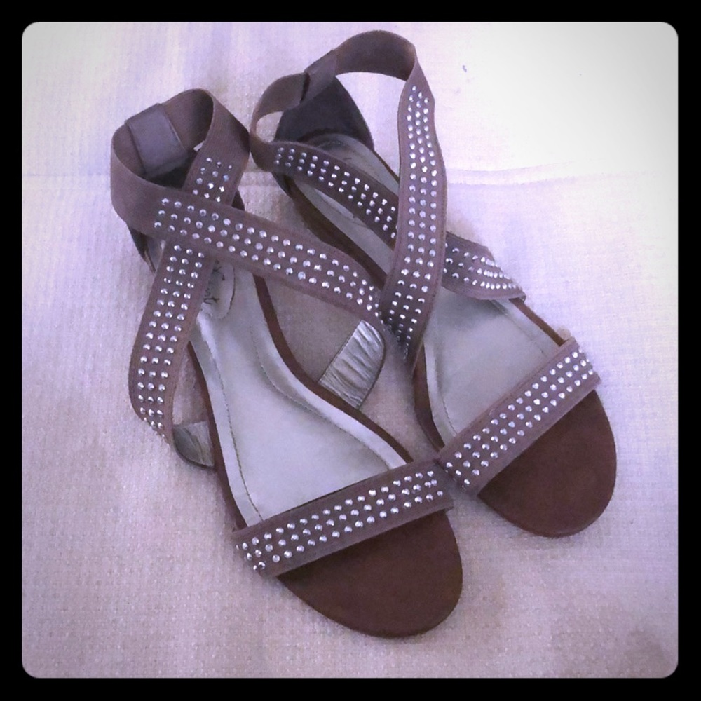 Embellished Taupe Sandals